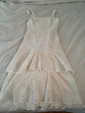 ANTONIO MELANI Cream Slip Dress with Delicate Eyelet Detail
